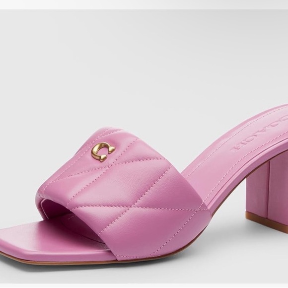 Coach Shoes - NIB Coach Pink Quilted Slide Sandals